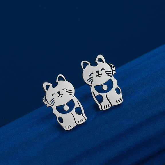 Stainless Steel Coffee Mug Stud Earring for Women Men Simple Jewelry Birthday Party Gift