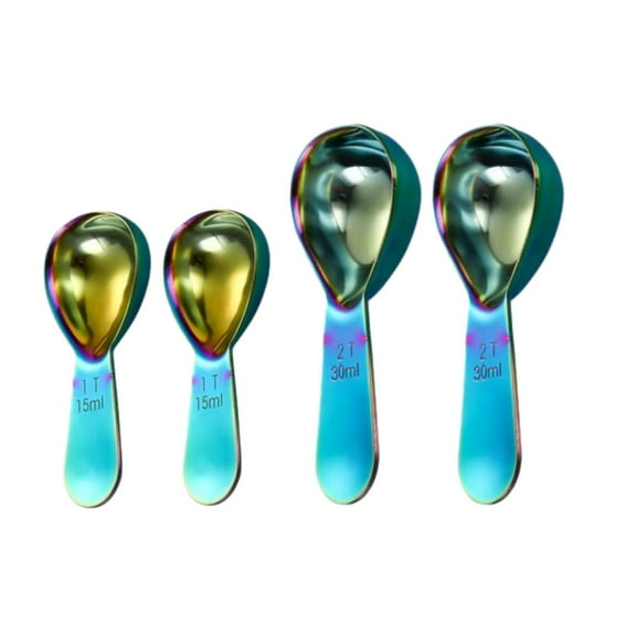 Stainless Steel Coffee Scoop 4-piece Set (1 Tbsp, 2 Tbsp) Durable Tablespoon, Ergonomic Measuring Spoon, Suitable for Small and Large Jars, Short-handled Spoon (colored)