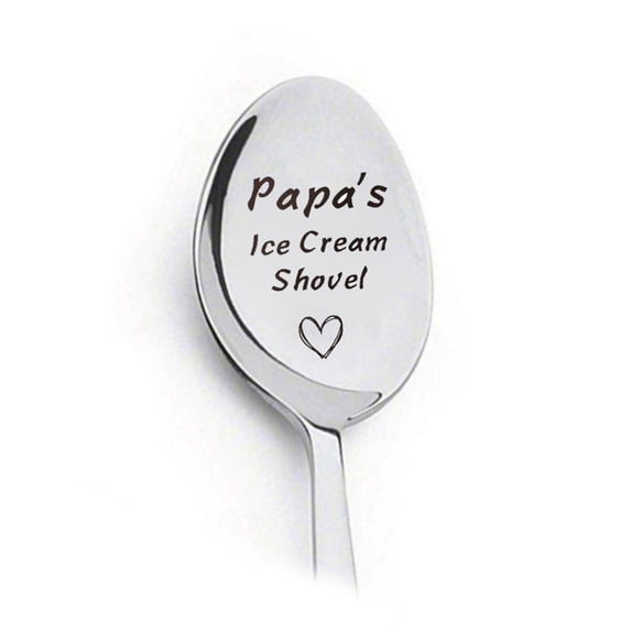 Stainless Steel Coffee Spoon with Engraving for Couples - Christmas Gift, Premium Engraved Ice Cream Shovel Perfect for Daily Use, Gifts for Dad, Mummy or Kids