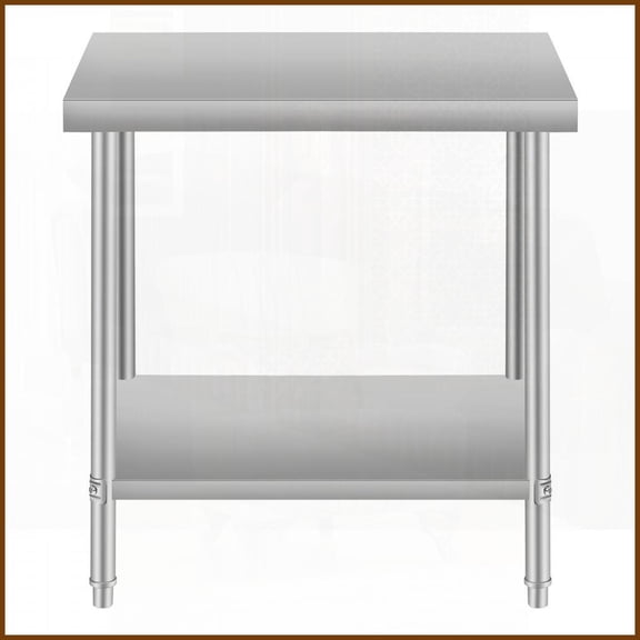 Stainless Steel Coffee Table for Kitchen/Home, 24''x18'' Easy-Clean with Under Shelf