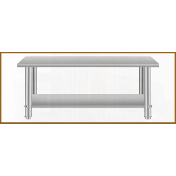 Stainless Steel Coffee Table for Kitchen/Home, 60''x24'' Spacious Surface, 35.5'' Height, Commercial Grade with Under Shelf, Easy to Clean
