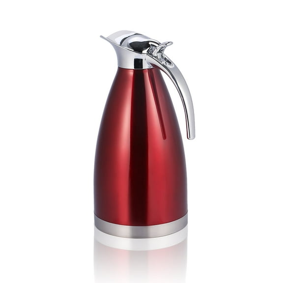 Stainless Steel Coffee Tea Pot Double Wall Vacuum Insulated Thermo Jug Hot Water Bottle Flask for Coffee, Hot Water, Tea, Hot Beverage - Keep 12 Hours Hot, 24 Hours Cold 2L-Red