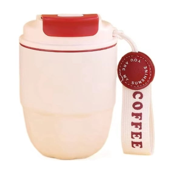 Stainless Steel Coffee Tumbler insulated Travel Coffee Mug 11 Ounce White Portable Double Sip Reusable Coffee Cup for Car office Travel
