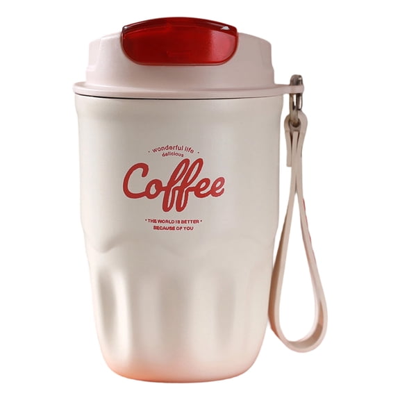 Stainless Steel Coffee Vacuum Flask Portable Travel Mug with Handle & Leakproof Lid Insulated for Hot & Cold Drinks