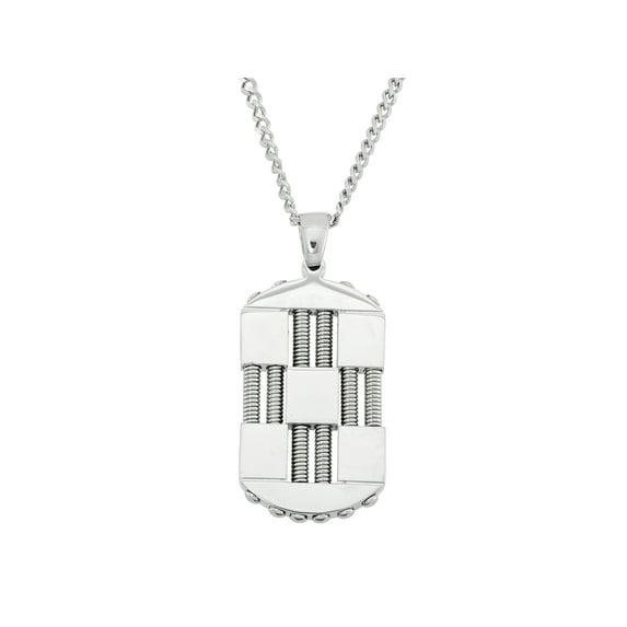 Stainless Steel Coil Cross Dog Tag Pendant, 24"