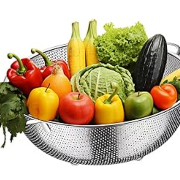 Stainless Steel Colander, 3-Quart Micro-Perforated Metal Colander Strainer with Handle for Kitchen/Draining Pasta/Rinsing Vegetables Fruits,Dishwasher Safe - 8.8 Inches