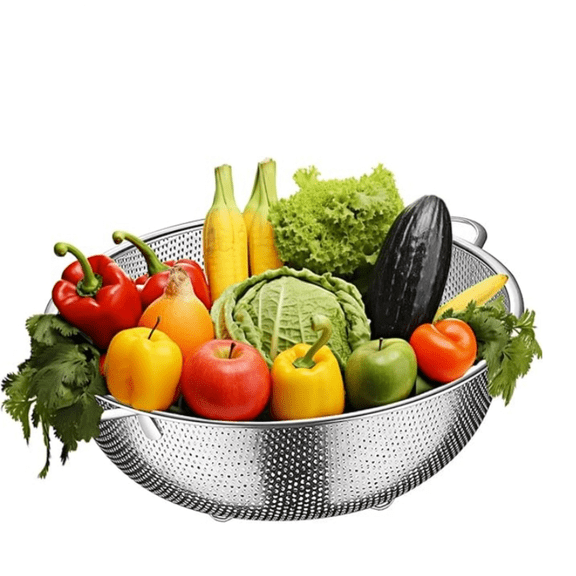 Stainless Steel Colander, 3-Quart Micro-Perforated Metal Colander Strainer with Handle for Kitchen/Draining Pasta/Rinsing Vegetables Fruits,Dishwasher Safe - 8.8 Inches