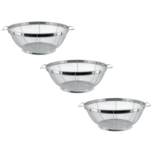 Stainless Steel Colander, Fast Draining Pasta Strainer with Handles & Base, Mesh Kitchen Colander for Vegetable Washing, Dishwasher Safe Strainer Basket