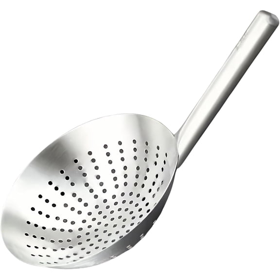 Stainless Steel Colander Filter Spoon: Large Cooking Frying Spoon Round Strainer Skimmer Slotted Strainer Ladle, Fine Mesh Oil Filter Colander Scoop for Cooking and Frying