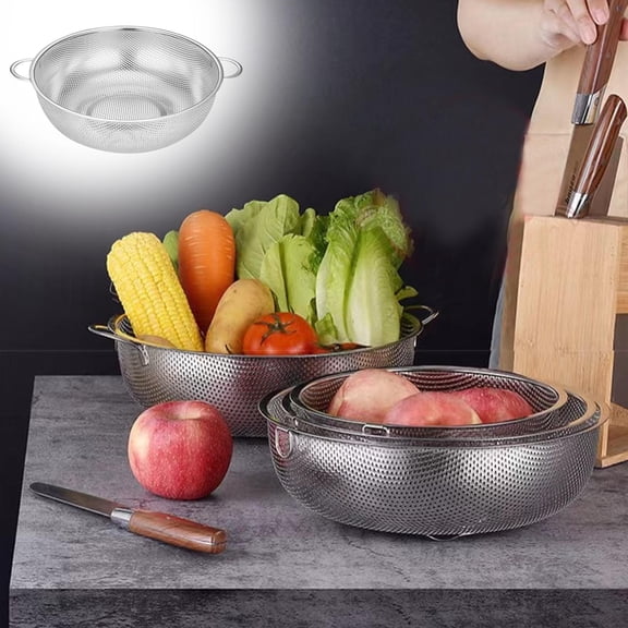 Stainless Steel Colander, Fine Mesh Vegetable Strainer, Multi-Purpose Kitchen Sink Strainer Basket, Heavy Duty Pasta Strainer for Washing Rice, Fruits, Veggies - Rust Proof & Dishwasher Safe