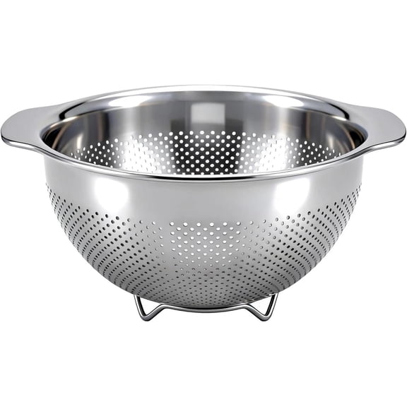 Stainless Steel Colander for Kitchen with Handle for Pasta (3QT) | Fine mesh. Dishwasher safe. for straining spaghetti, vegetables, fruit, noodles, eggs & rice