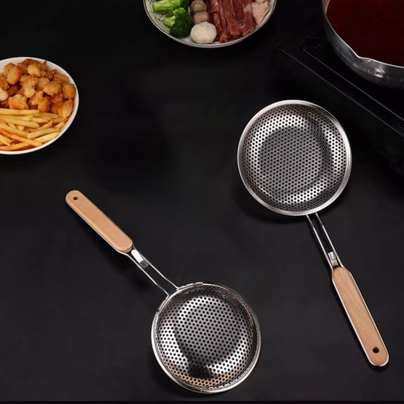 Stainless Steel Colander,Kitchen Strainer,Noodle Strainer,Vegetable Colander,Soy Milk Filter,Wooden Handle Strainer,Heat Proof Strainer,Hanging Strainer,Kitchen Filter,Cooking Strainer