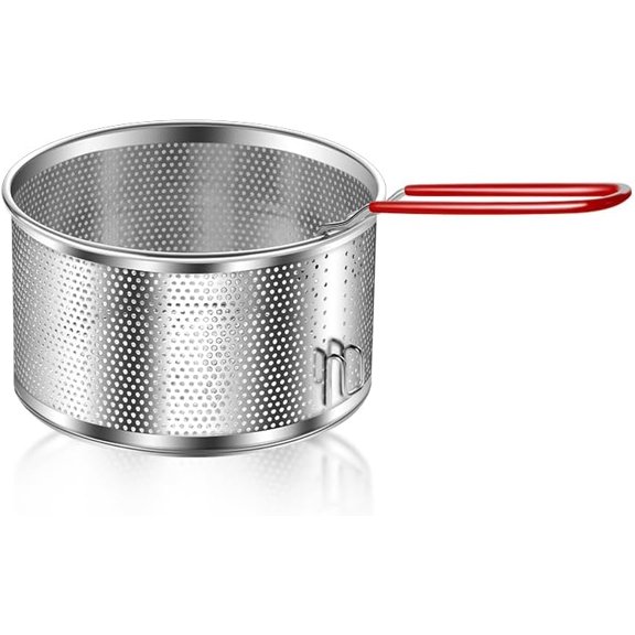 Stainless Steel Colander, Micro-Perforated Metal Pasta Strainer with Hook & Removable Handle, Colander Strainer Sieve for Kitchen French Fries Vegetable/Rice/Fruit/Food - 20cm/7.87in