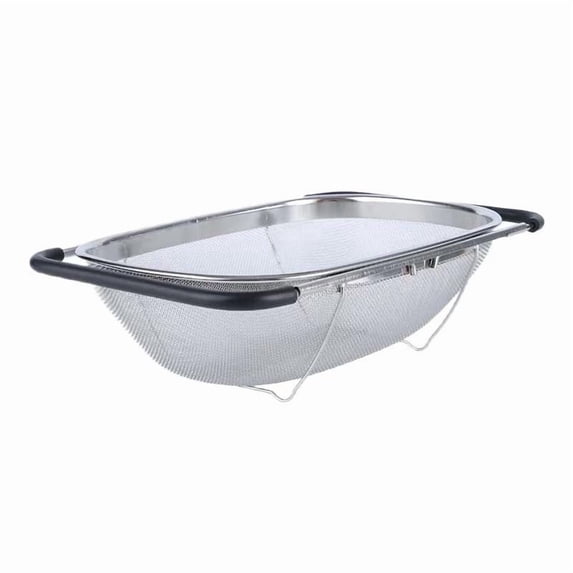 Stainless Steel Colander, Over Sink Fine Mesh Strainer with Extendable Handles for Pasta, Vegetables, and Fruits