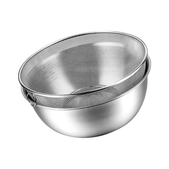 Stainless Steel Colander with Mixing Bowl Set Rusts Resistant Washer Strainer for Washing Pastas Vegetables and Fruits