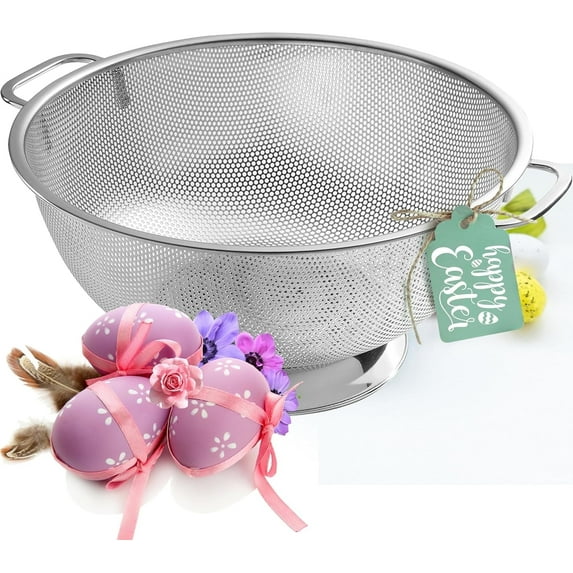 Bellemain 5-Quart Stainless Steel Metal Colander for Kitchen, 18/8 Food Strainer Kitchen Tools