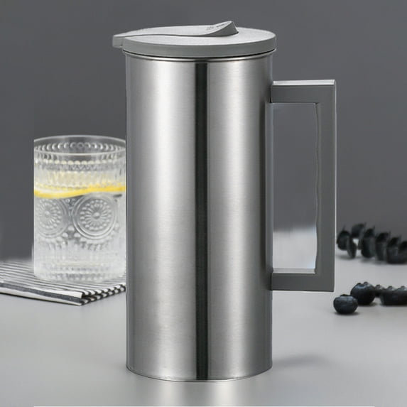 Stainless Steel Cold Water Kettle 1.8L/61oz - Large Capacity Beverage Pitcher, Iced Tea & Fruit Infuser Dispenser with Lid for Home & Restaurant