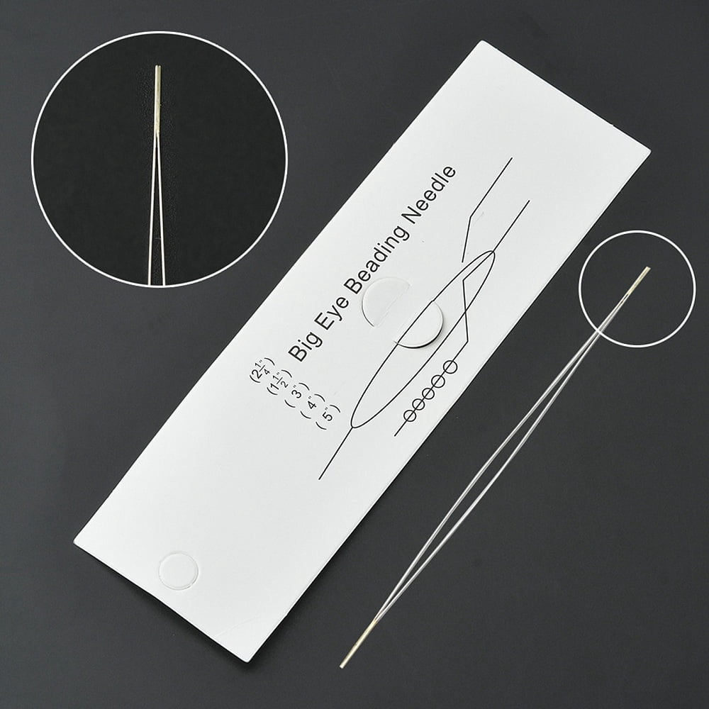 Stainless Steel Collapsible Big Eye Beading Needles Seed Bead Needle Beading Embroidery Needles for Jewelry Making Stainless Steel Color 5.8x0.02cm