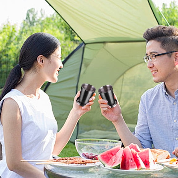 Stainless Steel Collapsible Foldable Cup with Lid and Keychain for Travel Camping Hiking Biking Daily Use