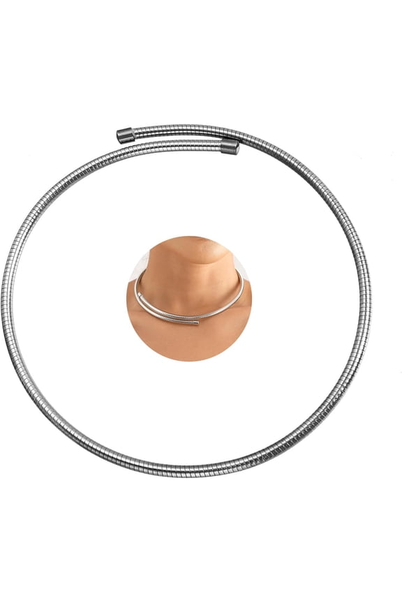 Stainless Steel Collar Necklace for Women Men Minimalist Open Cuff Clavicle Necklace Adjustable African Geometric Metal Choker Statement Jewelry Gifts