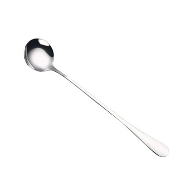 Stainless Steel Colorful Round Head Long Handle Spoon Silver Colorful Spoon Long Handle Spoons Flatware Coffee Drinking Tools Kitchen Gadget