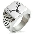 thumbnail image 1 of Tioneer Stainless Steel Colossal Antlers Geometric Pattern Biker Style Polished Ring, 1 of 1
