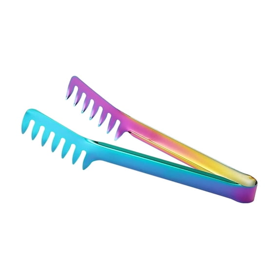Stainless Steel Comb Shaped Serving Tongs Pasta Fork for Spaghetti Noodles Salad Buffet Kitchen Dining Tool Accessory 9"