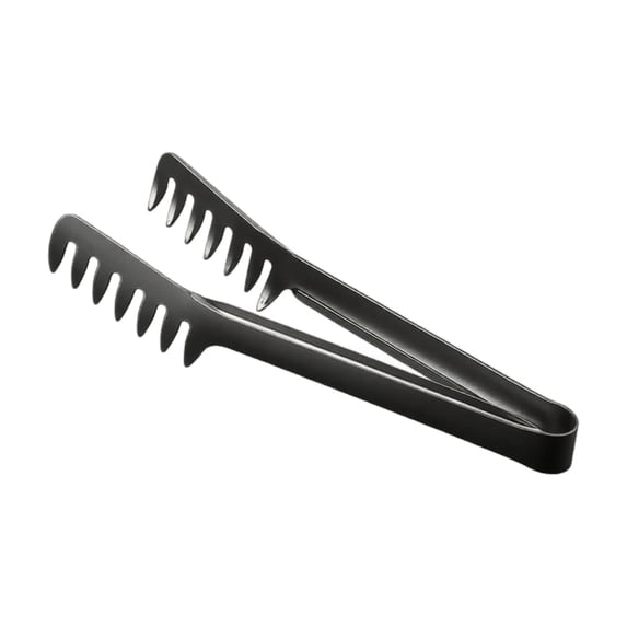 Stainless Steel Comb Shaped Serving Tongs Pasta Fork for Spaghetti Noodles Salad Buffet Kitchen Dining Tool Accessory Black 9"
