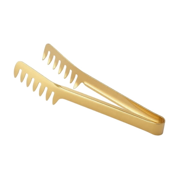Stainless Steel Comb Shaped Serving Tongs Pasta Fork for Spaghetti Noodles Salad Buffet Kitchen Dining Tool Accessory Gold 9"