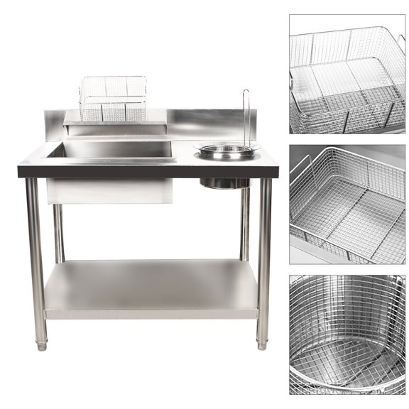Stainless Steel Commercial Breading Table Manual Prep Station Chicken Fish Fried