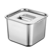 Stainless Steel Commercial Food Pan Multipurpose Deep Box Kitchen Organizer Soup Pan Double Handles for Outdoor Camping 18cmx18cm