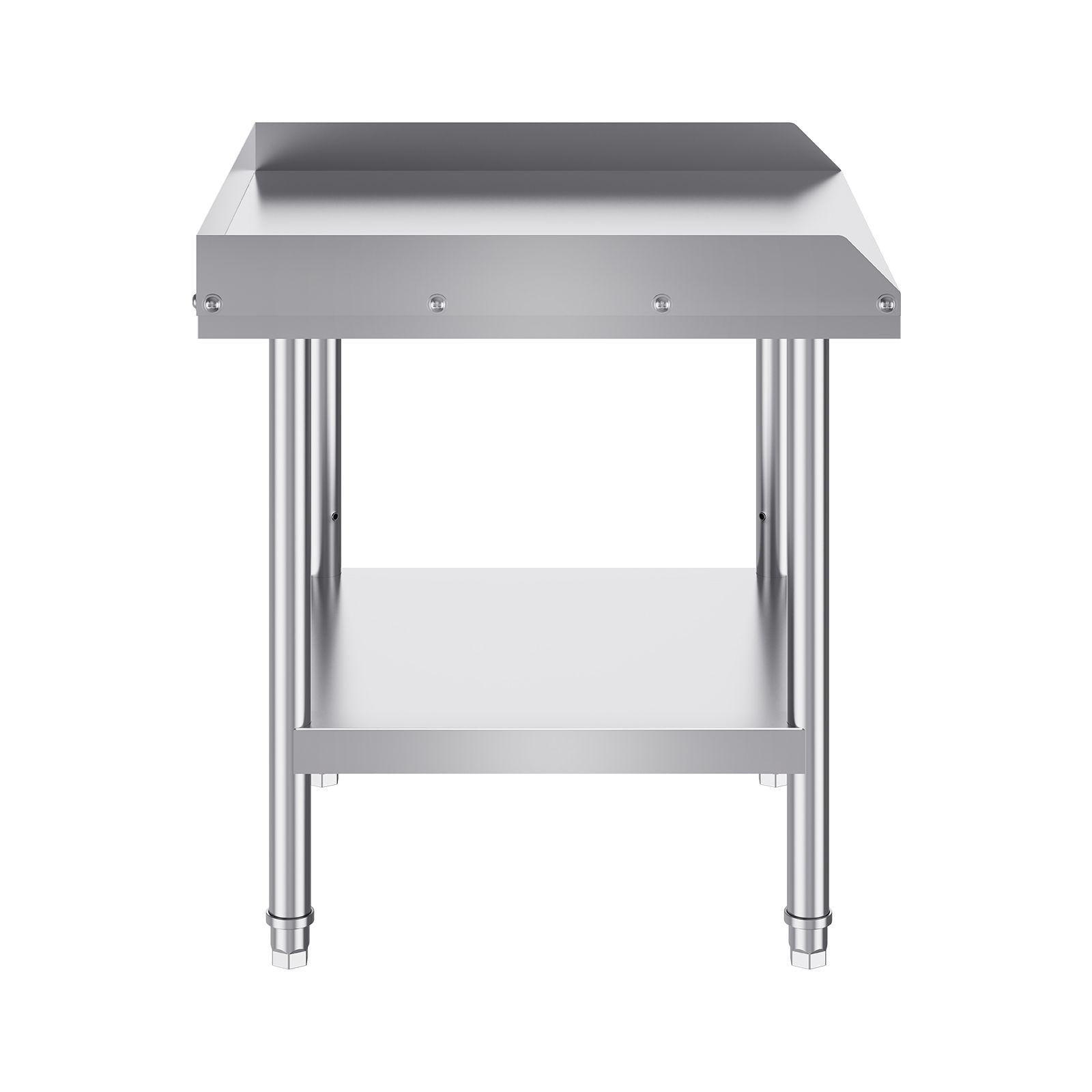 Stainless Steel Commercial Food Prep Worktable 24x24x26 Inch Adjustable Height Heavy Duty 3 Sided Backsplash for Restaurant Home Hotel