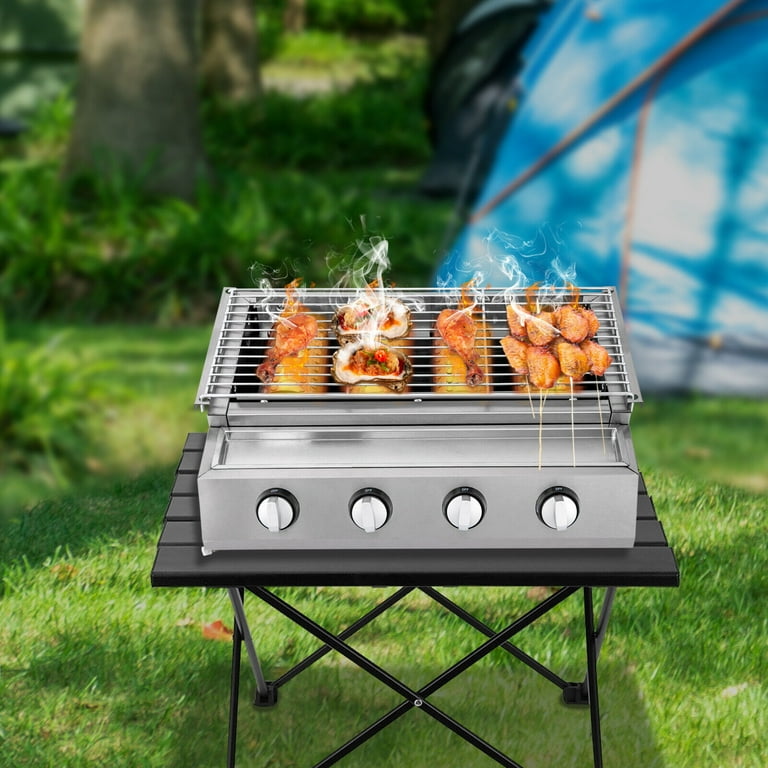 4 burner top stainless steel bbq