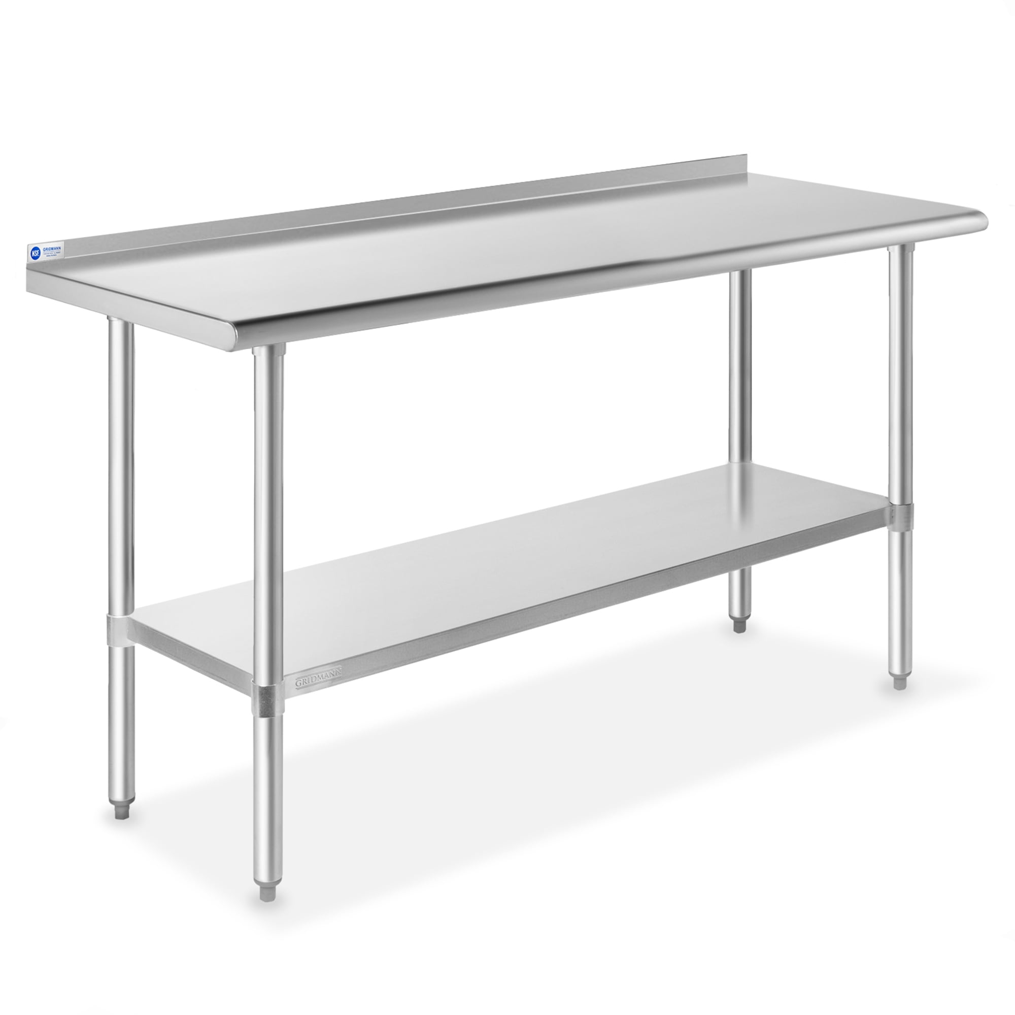 Stainless Steel Commercial Kitchen Prep & Work Table w/ Backsplash - 60 ...