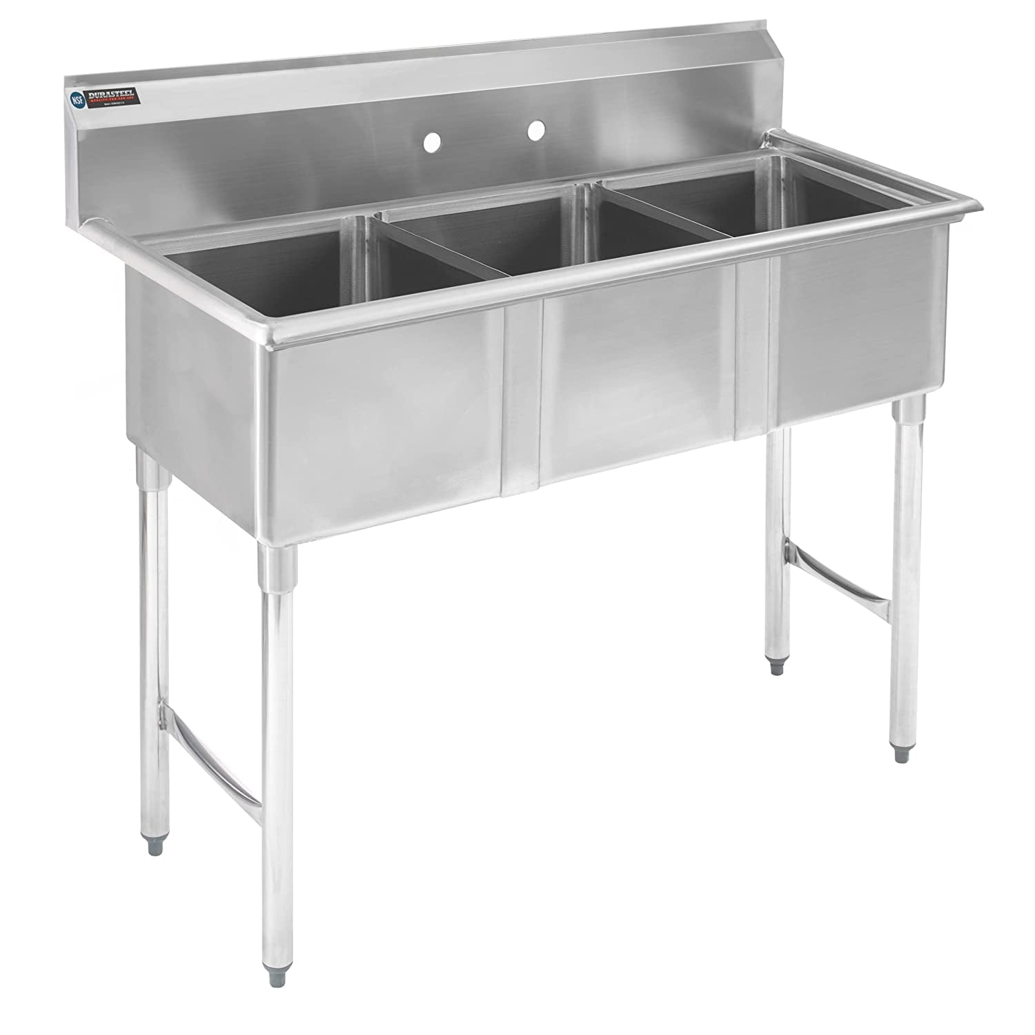 Stainless Steel Commercial Kitchen Sink DuraSteel 3 Compartment Utility Sink w/ Cross Bracing