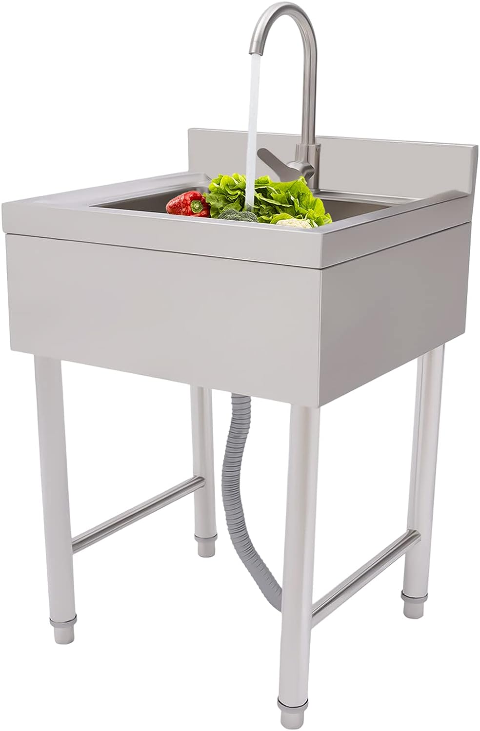Stainless Steel Commercial Kitchen Utility Sink 1 Compartment& Faucet