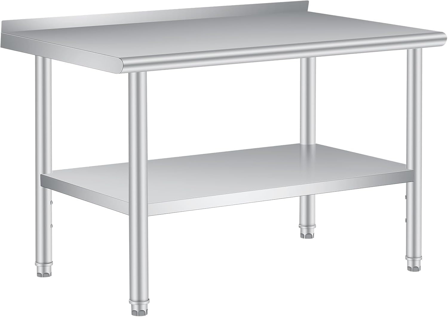 Stainless Steel Commercial Kitchen Worktable – Heavy Duty Prep Table with Backsplash, Adjustable Under Shelf, 60 x 24 Inches for Restaurant, Home & Outdoor