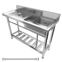 Stainless Steel Commercial Utility Sink ,304 Stainless Steel Freestanding Single Bowl Utility Sink with Storage Shelf for Kitchen Laundry Room Garage Outdoor Garden