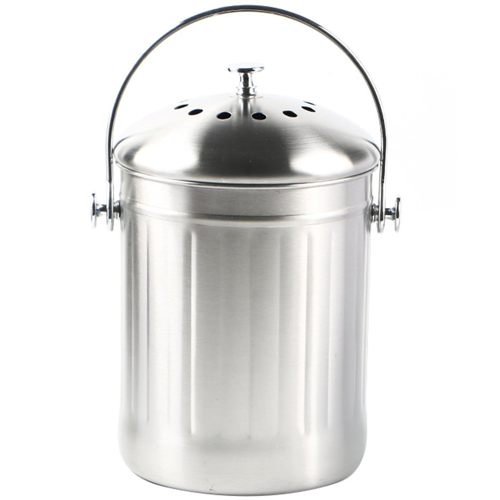 Stainless Steel Compost Bucket Countertop Trash Can Large Outdoor
