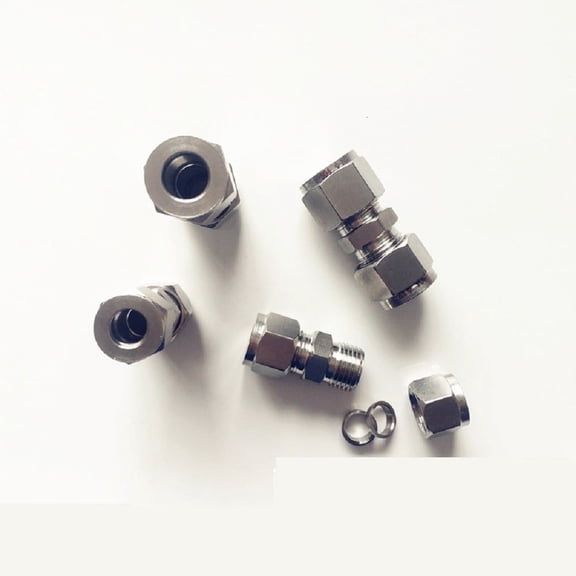 Stainless Steel Compression Tube Fitting Straight Connect Double-Ferrule Adapter 12-12