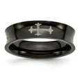 thumbnail image 1 of Stainless Steel Concave Crosses and Black IP-plated 6mm Wedding Band Ring Size 12, 1 of 8