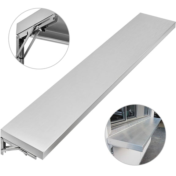 Stainless Steel Concession Shelf 70.8" x 11.4" for Food Truck Serving Window with Durable Surface Board