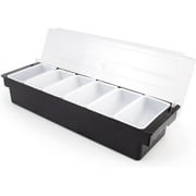 Stainless Steel Condiment Dispenser with 6 Plastic Tray Compartments and Clear Lid Perfect for Bars, Ice Cream Shops, and Coffee Buffets - Easy to Use Garnish Server Station
