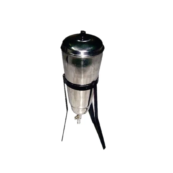 Stainless Steel Conical Percolator  1000 ml with Lid, Drain Cock & Sieve  Durable Lab Equipment on 3-Leg Stand