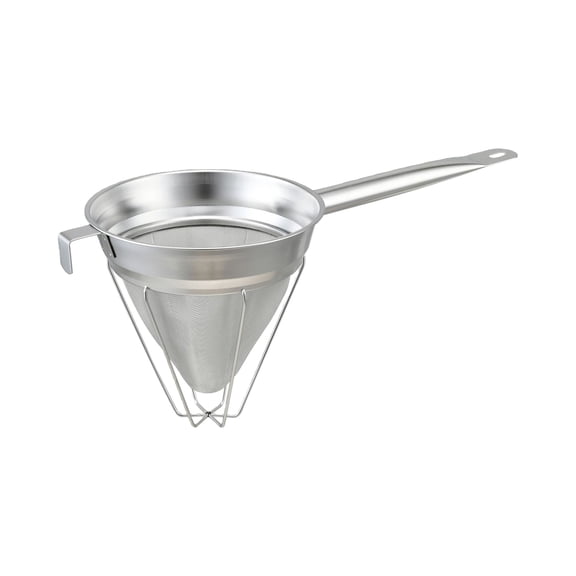 Stainless Steel Conical Strainer Reinforced Fine Meshes Bouillon Sieve with Handle For Homes Kitchen And Commercial Use