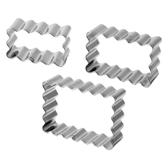 Stainless Steel Cookie Cutter Set, 3PCS Rectangle Sandwiches Cutters Biscuit Molds,Geometric Frame Cookie Cutters Pastry Molds Great for Holiday Baking,Silver - 6.5x4.5cm,5.5x3.5cm,4.5x2.5cm