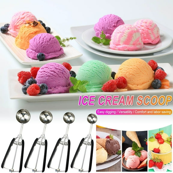 Stainless Steel Cookie & Ice Cream Scoop | 3-Piece Set with Small Medium Large Sizes | Dishwasher Safe Spring Release Scooper for Baking Dough Portioning