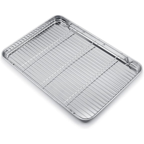 Stainless Steel Cookie Sheet for Professional Bakeware Set, Extra Large Baking Pan with Non Toxic Material, Oven & Dishwasher Safe, Cook More Evenly with Easy Clean Design for