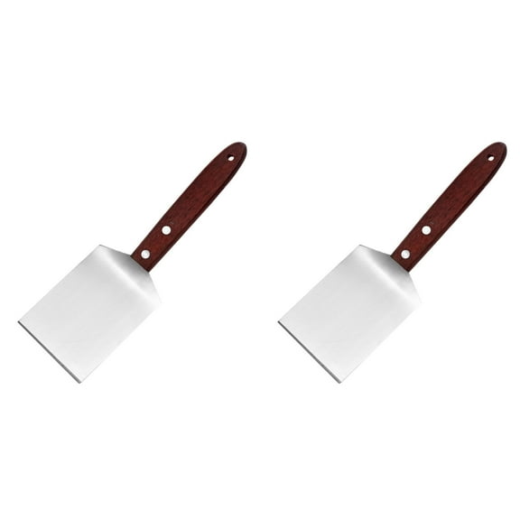 Stainless Steel Cookie Spatula Turner, 2 Pack Mini Brownie Spatula, Flexible Kitchen Small Turner with Wooden Handle for Nonstick Cookware, Heat Resistant No Scratch Flipper for Egg Pancake, 1 Pcs