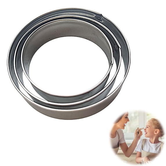 Stainless Steel Cookies Cutter Set with Round Multi‑Size Shapes, Durable Reusable Baking Molds for Dough and Pastry for Family Homemade Dessert Projects 3Set
